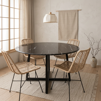 Détail marbre noir naturel — Table à manger japandi Toki | Maison Japandi