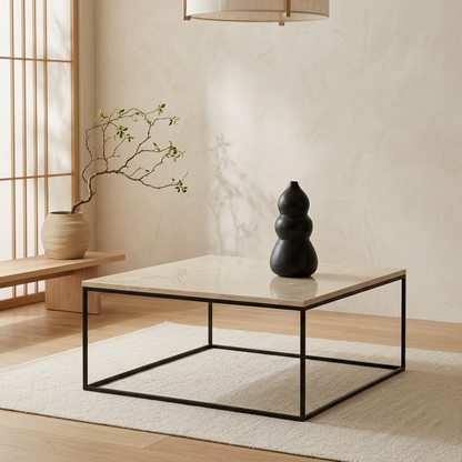 Structure table basse japandi Carrée pierre naturelle | Maison Japandi