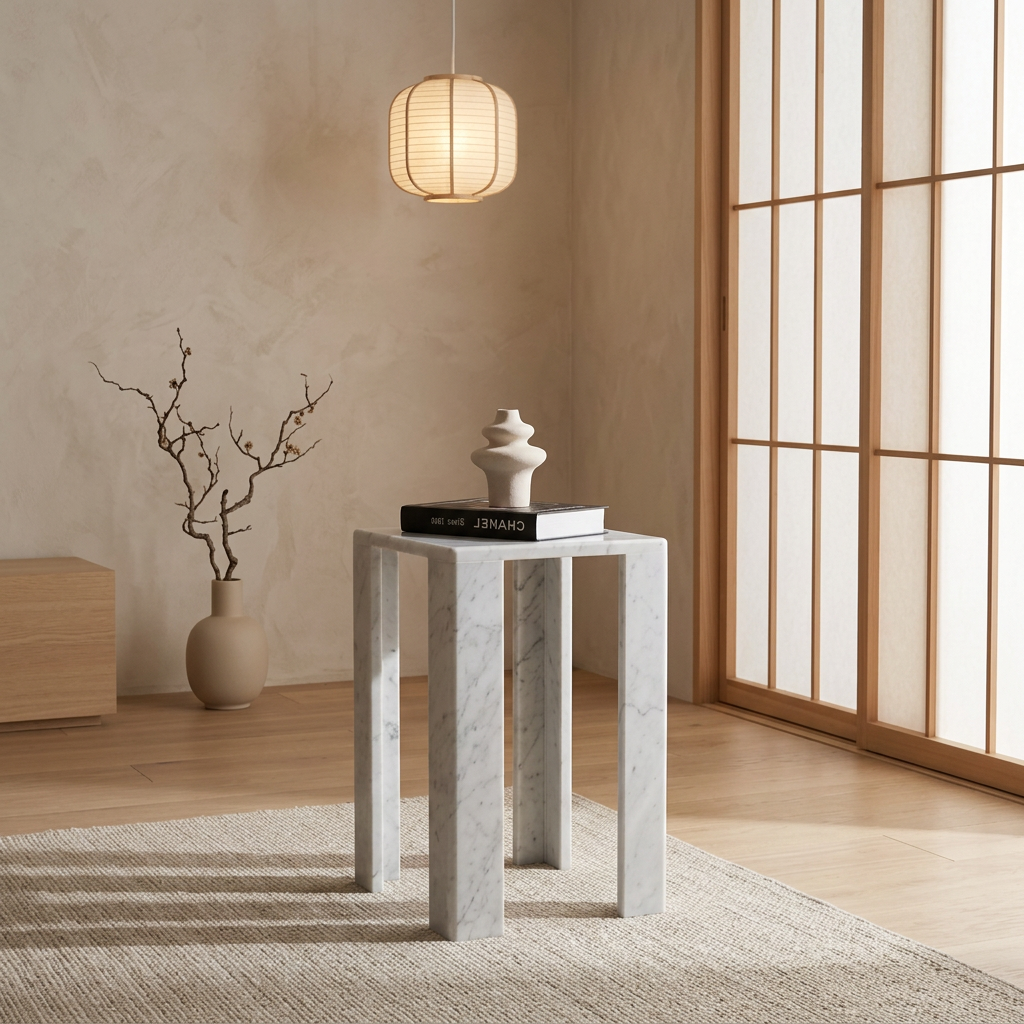 Table japandi en marbre — Maison Japandi