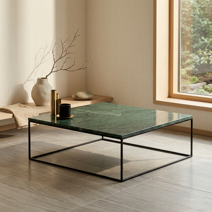 Table basse japandi Carrée dans un intérieur japandi — Marbre | Maison Japandi