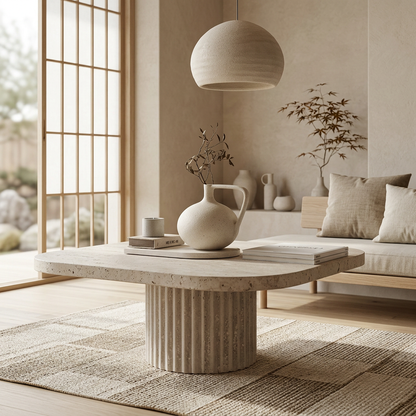 Structure table basse japandi Wabi pierre naturelle | Maison Japandi