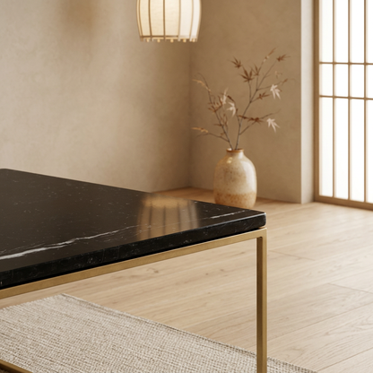 Plateau marbre — table basse japandi Rindo artisanal | Maison Japandi
