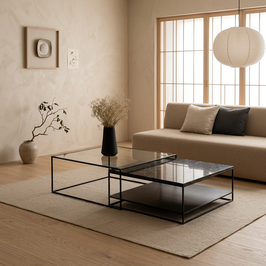 Table japandi Tables en marbre noir — Maison Japandi