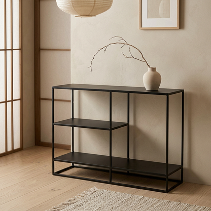 Plateau pierre naturelle — console japandi Métal artisanal | Maison Japandi
