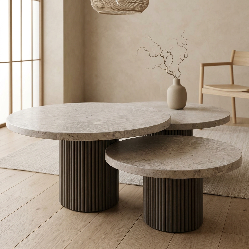 Table japandi Trio dans un intérieur japandi — Travertin | Maison Japandi