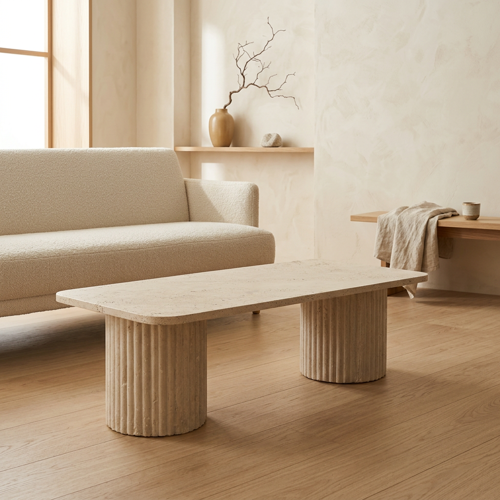 Structure table basse japandi Tai pierre naturelle | Maison Japandi