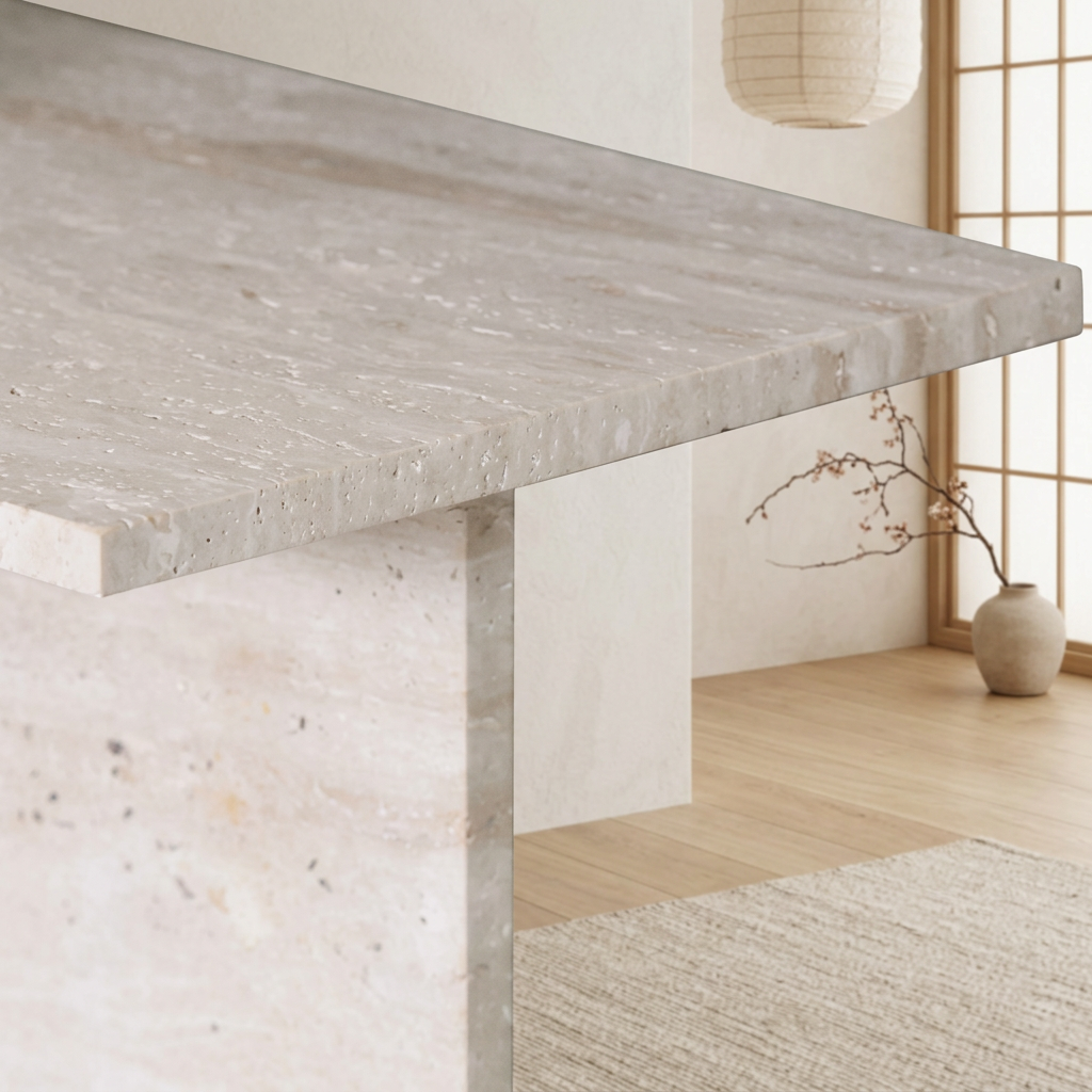 Table japandi dans un intérieur japandi — Travertin | Maison Japandi